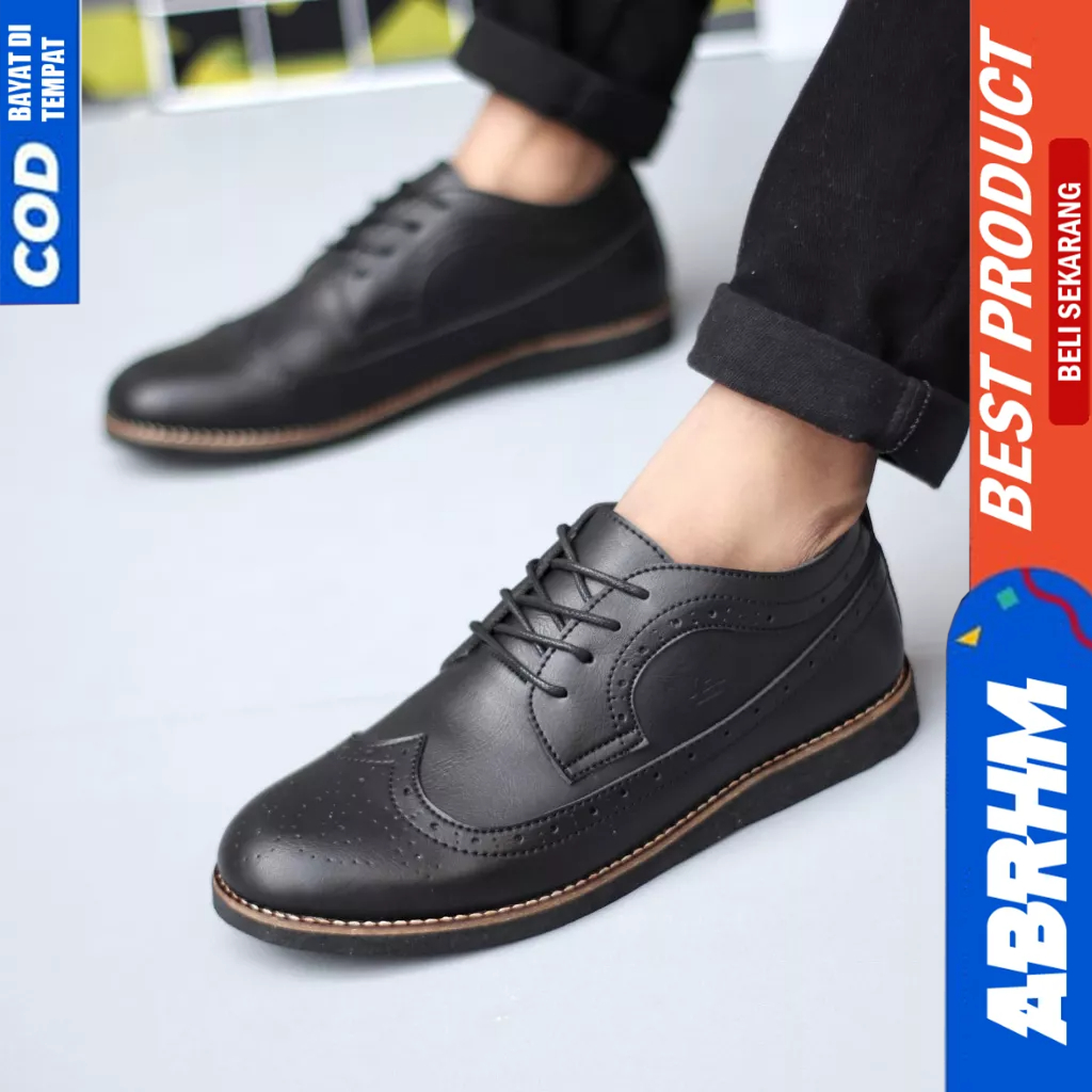 ABRHM Sepatu Oxford Formal Pantofel Kerja Hitam Pria