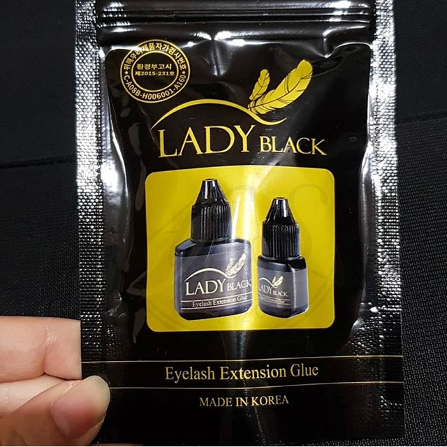 Lady Black Glue / Lady Glue 5g / NAVINA GLUE / KGLUE EYELASH with POUCH / CRYSTAL GLUE for Eyelash Extension Lem Tanam Bulu mata