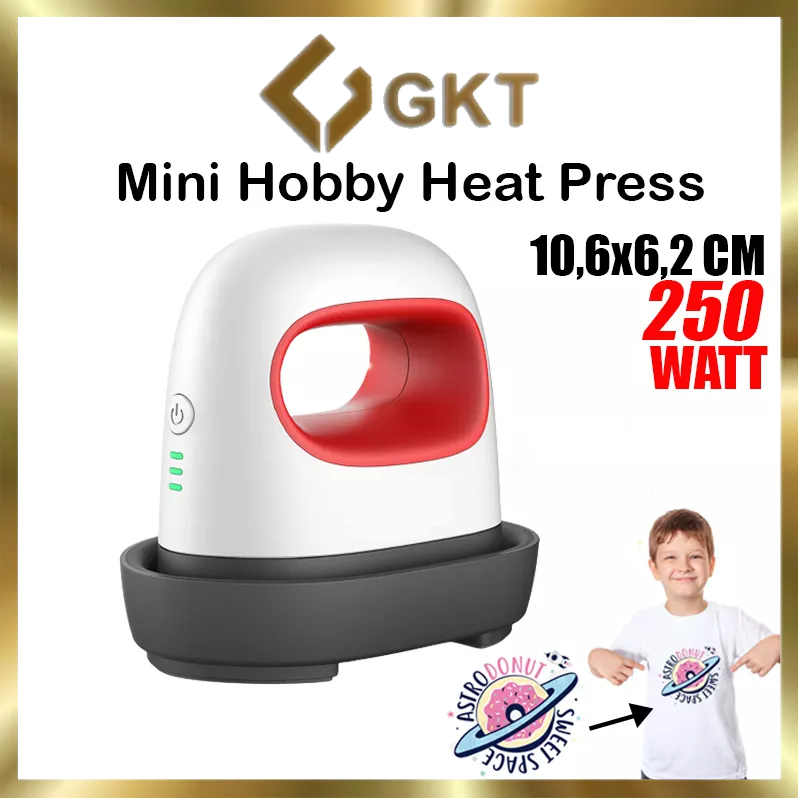 Mesin Press Sablon Kaos, Logo, Topi Mini Hobby Heat Press (Sablon Press Logo, Kaos, Lengan, Saku Baju, Topi, Sepatu, Kerah, Jacket, Hoodie, Tas ) untuk sablon transfer paper, Polyflex dan DTF