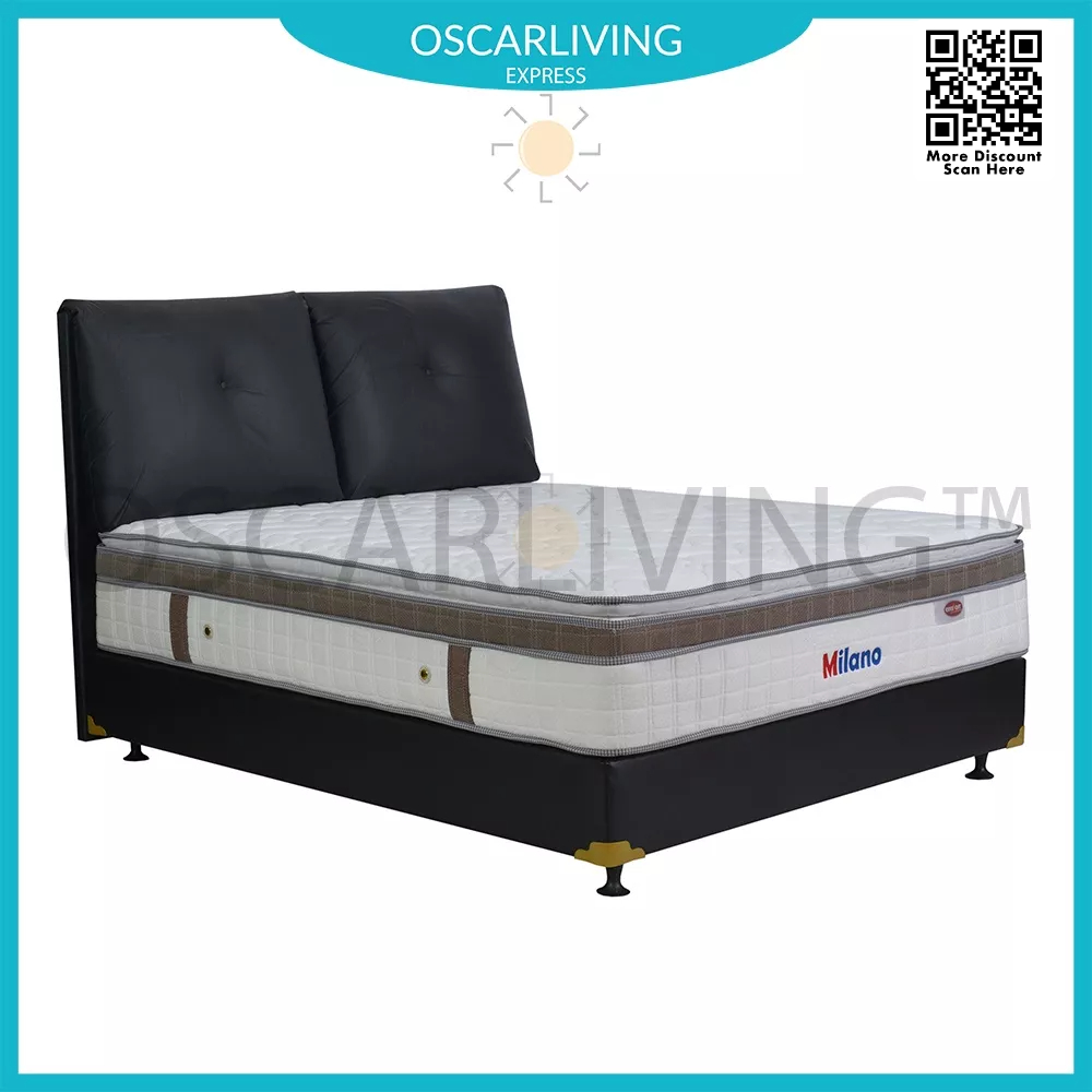 Eversoft Kasur Springbed Milano Latex Spring Putih HB Boston Premium Oreo Spring Bed Fullset - Jabod