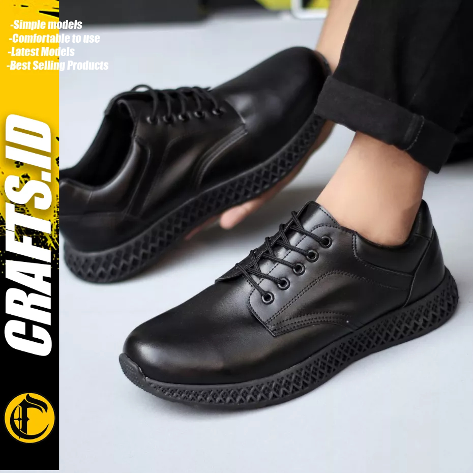 CRAFTS - Sepatu Formal Casual Tali Hitam Kulit Pu Pria