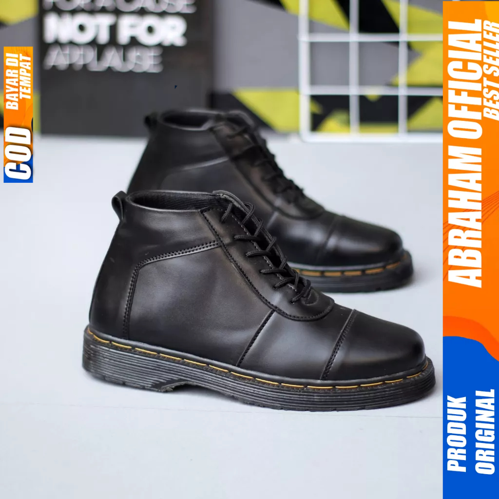 Sepatu  Formal Docmart Boots Tinggi Hitam Pria