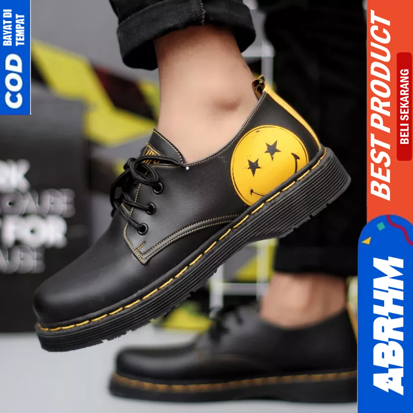 ABRHM Sepatu Pantofel Formal Docmart Hitam Pria