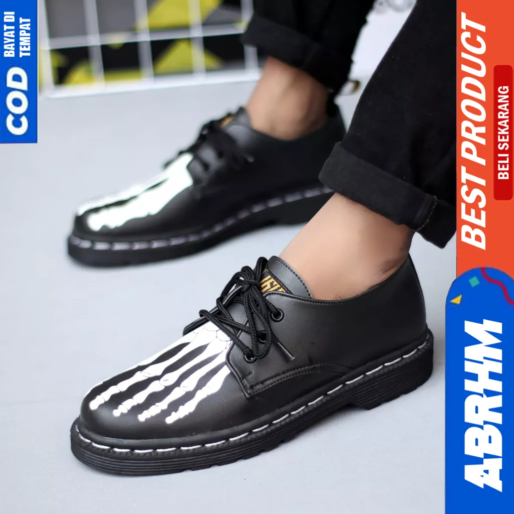 ABRHM Sepatu Formal Kerja Docmart Pantofel Hitam Casual Kerja Pria