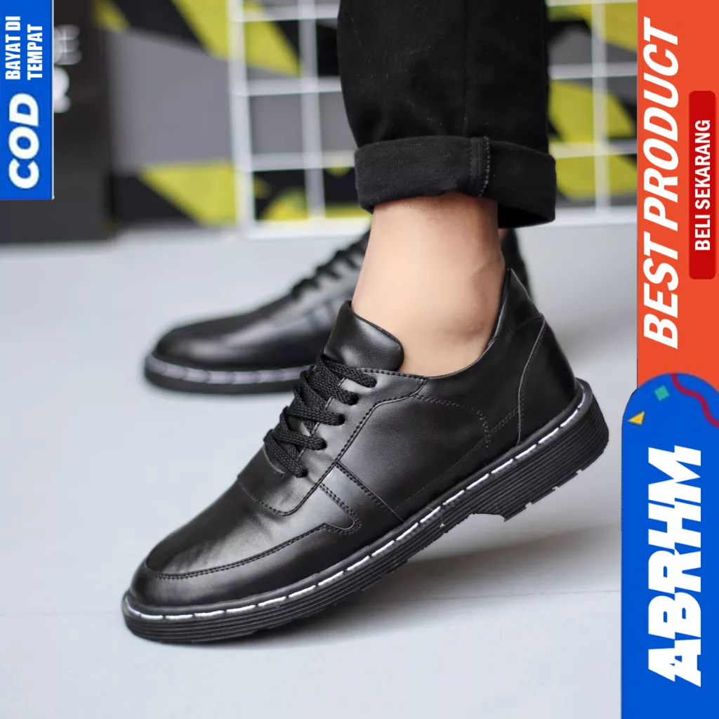 ABRHM Sepatu Pantofel Docmart Formal Hitam Kerja Pria