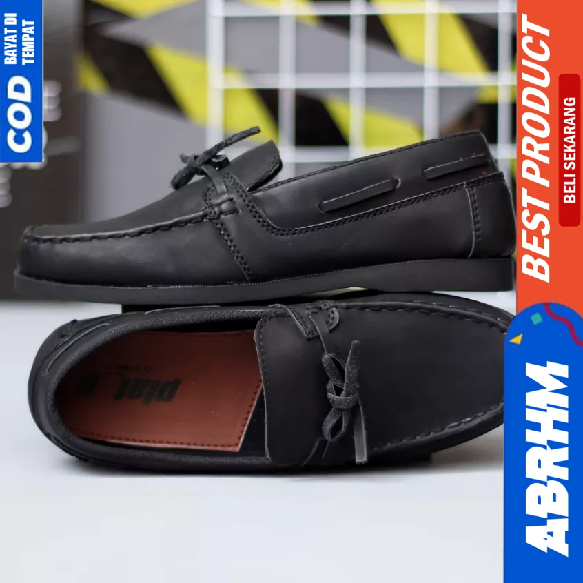 ABRHM Sepatu Loafers Casual Formal Pantofel Hitam Pria