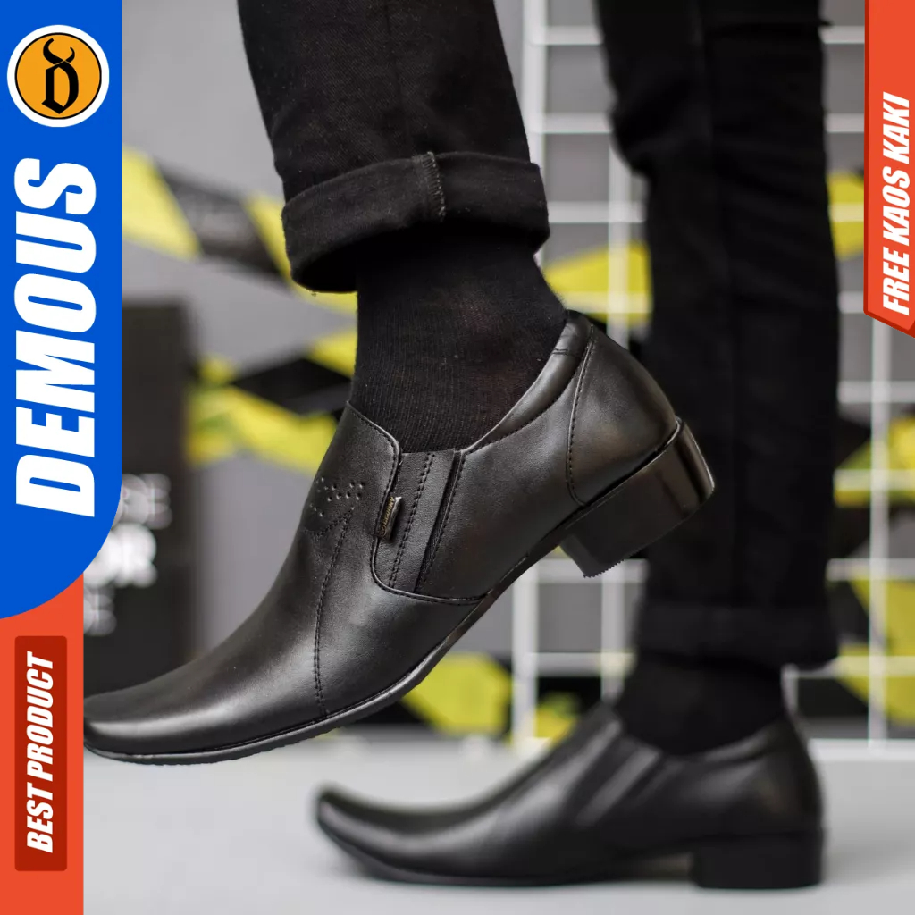 DEMOUS BONES - Sepatu Formal Pantofel Kerja Tali Hitam Kuli Ukuran Besar 44 45 46 47 Pria