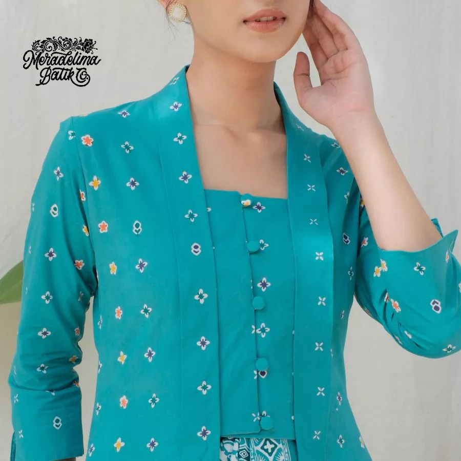 Kebaya Kutubaru Etnik Jasmine Lengan 7/8 Meradelima Katun Tosca