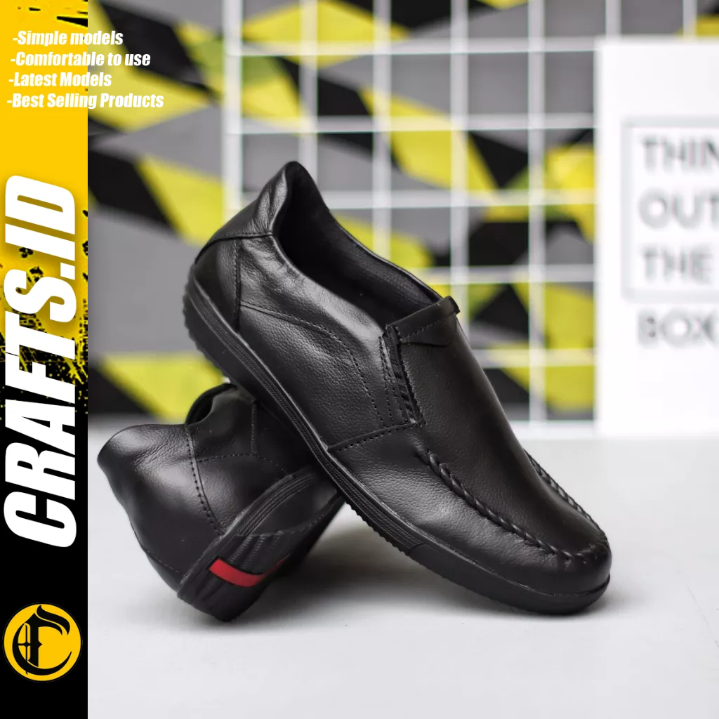 CRAFTS - Sepatu Formal Casual Hitam Loafers Kulit asli Kerja Pria