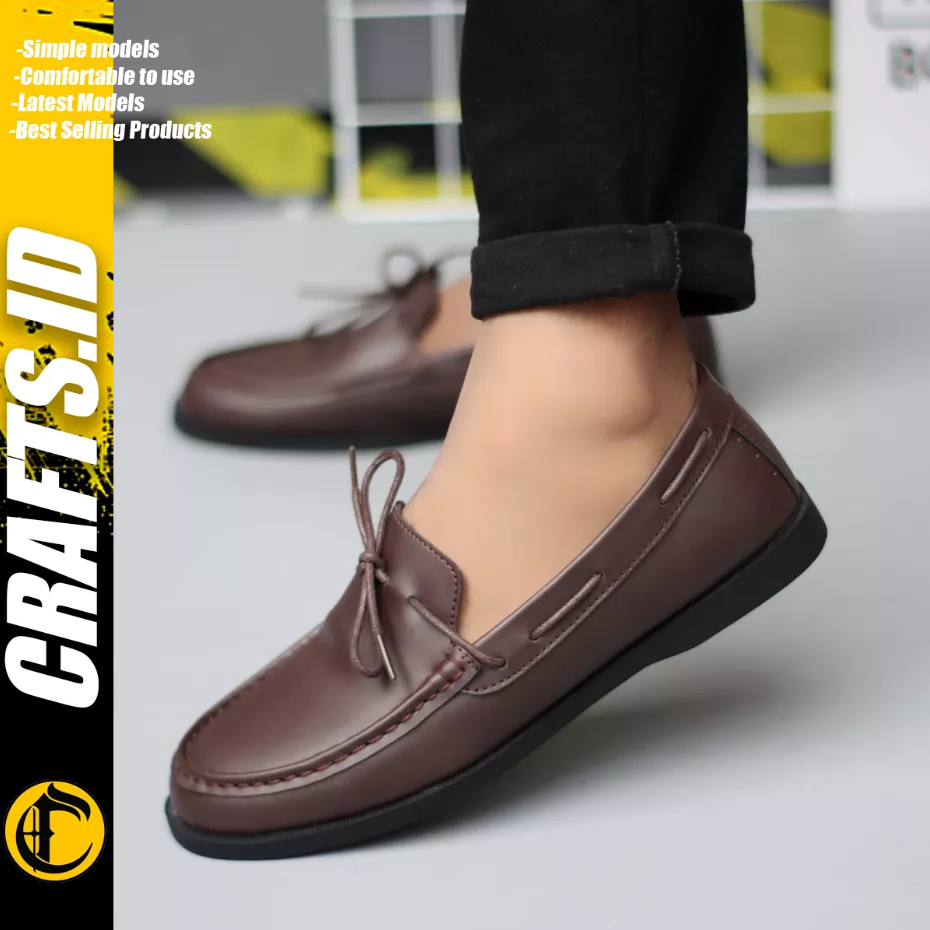 CRAFTS - Sepatu Formal Casual Loafers Kulit pu Hitam Kerja Pria