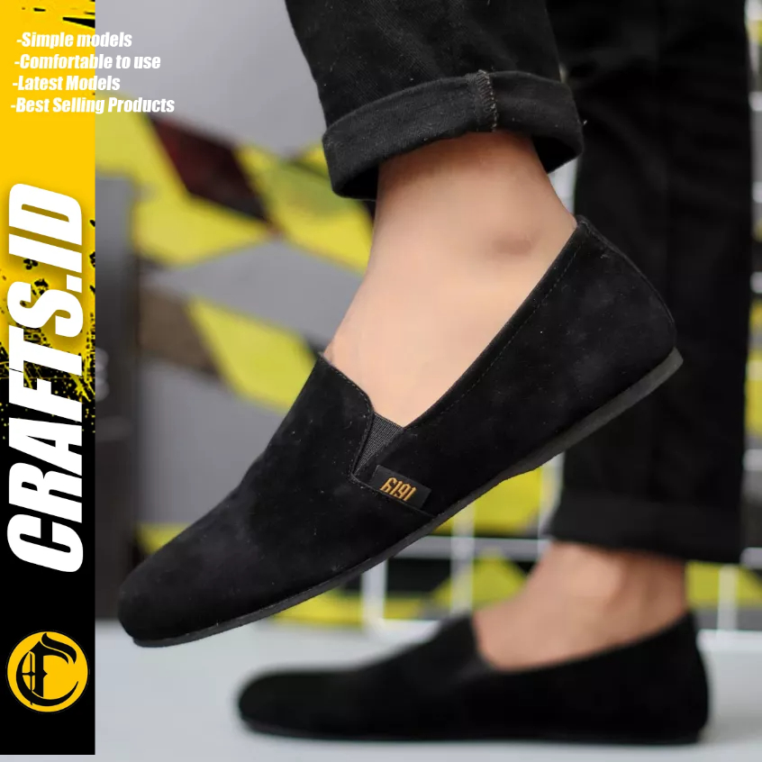 CRAFTS X CHORD Sepatu Slip On Pria Sepatu Casual Pria Sepatu Kulit Asli Pria Sepatu Kasual Semi Formal Kuliah Kondangan Gaya Santai Keren Kekinian Terbaru Murah Terlaris