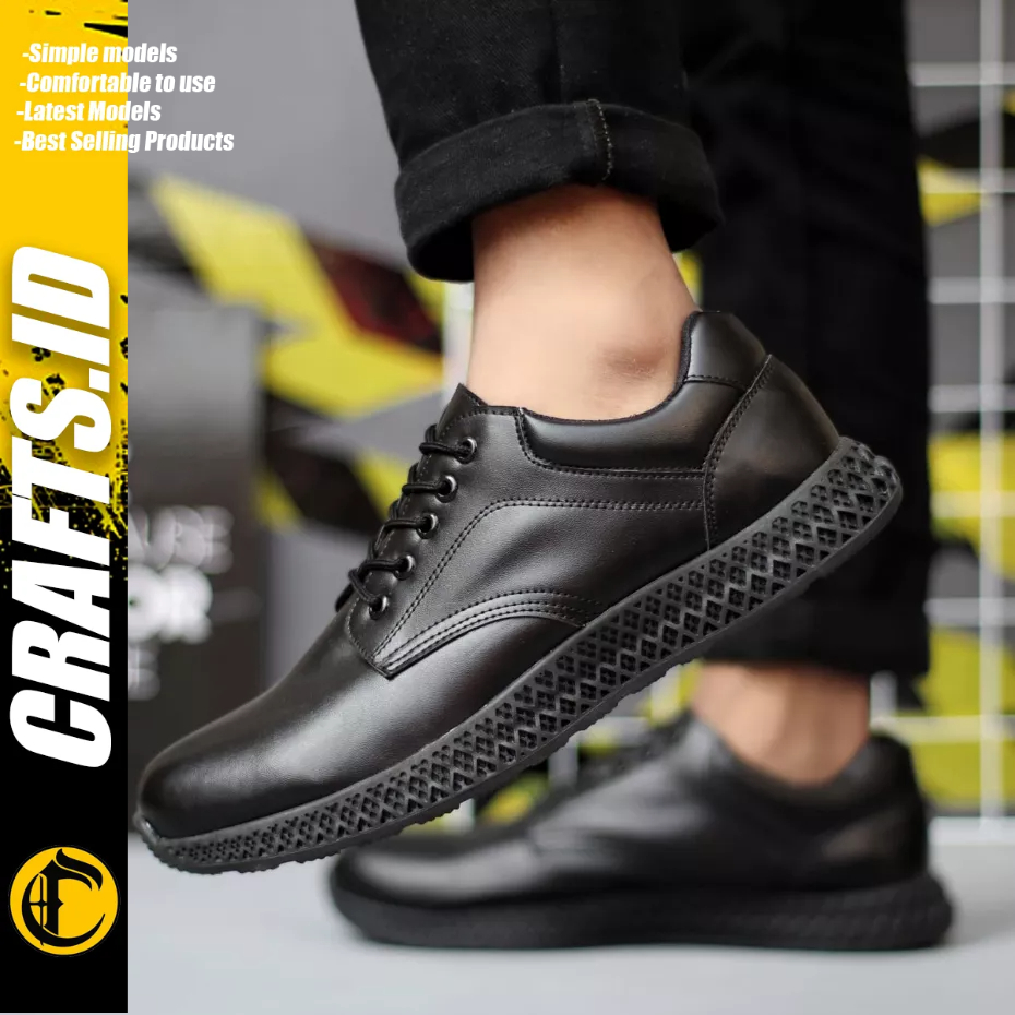 CRAFTS - Sepatu Formal Casual Tali Hitam Kulit Pu Pria