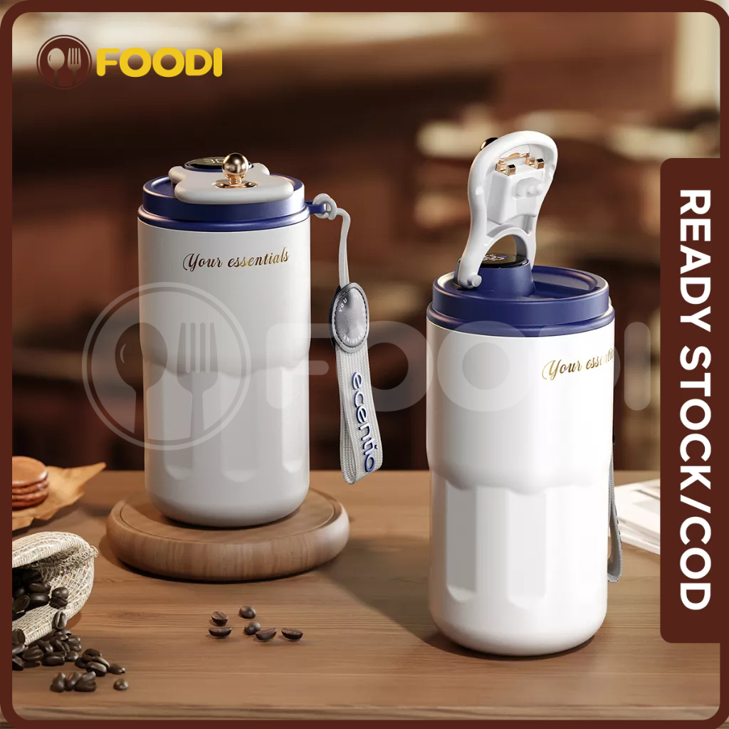 FOODI Gelas Termos 420ML Stainless Steel Gelas Vacum Tahan Panas 12 JAM Mug Coffee Termos Cofee Travel Mug Anti Tumpah Termos Kopi Tumbler Mewah Tahan Panas Dingin Mug Termos tumbler kopi portable travel cup mug stainless thermo cup