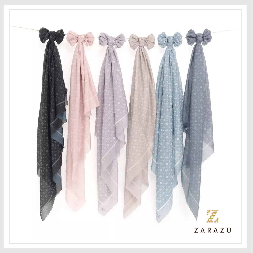 Sharare Scarves - Vivi Jenna Scarf Monogram Voile Square XL Premium by Zarazu
