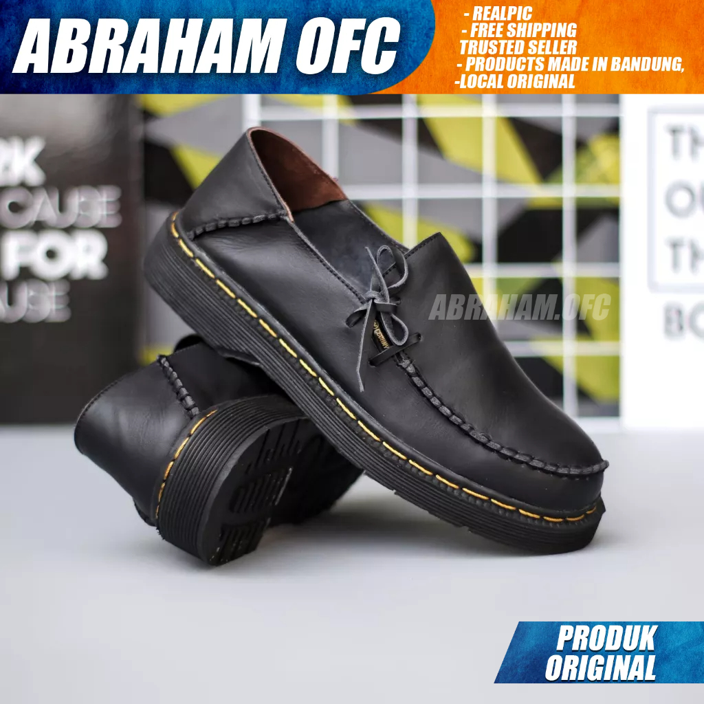 ABRAHAM Sepatu Formal Pantofel Docmart Casual Kulit Kerja Pria