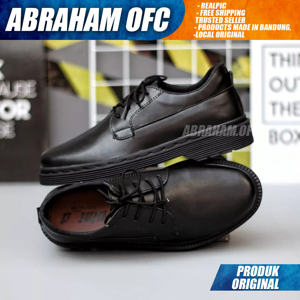 ABRAHAM Sepatu Docmart Tali Hitam Pantofel Formal Kerja Hitam Pria