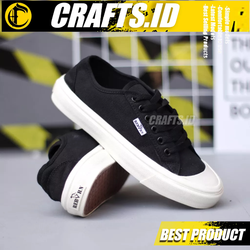 Sepatu Sneakers Kasual Sekolah Hitam Pria Crafts