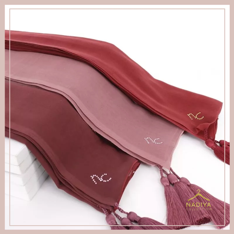 Miranda Dewi Scarf - Nada Louisaluna Scarf Paris Japan Tassel Premium by Nadiya