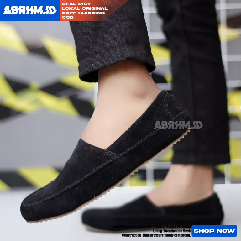 BestPromo Abrhm X Hunici - Sepatu Slip On Pria Sepatu Casual Pria Sepatu Kulit Syntetic Pria Sepatu
