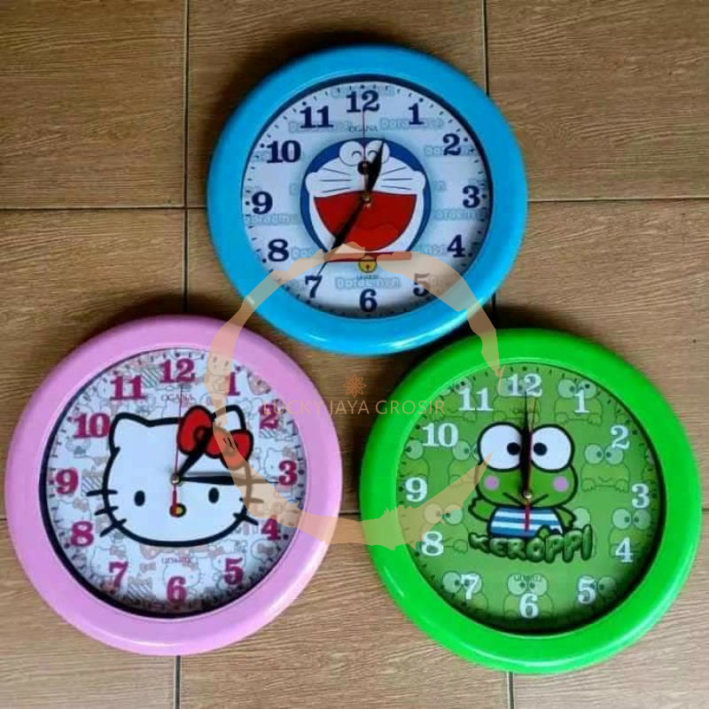 Jam dinding ogana / jam dinding karakter / doraemon, hello kitiy, keropiy