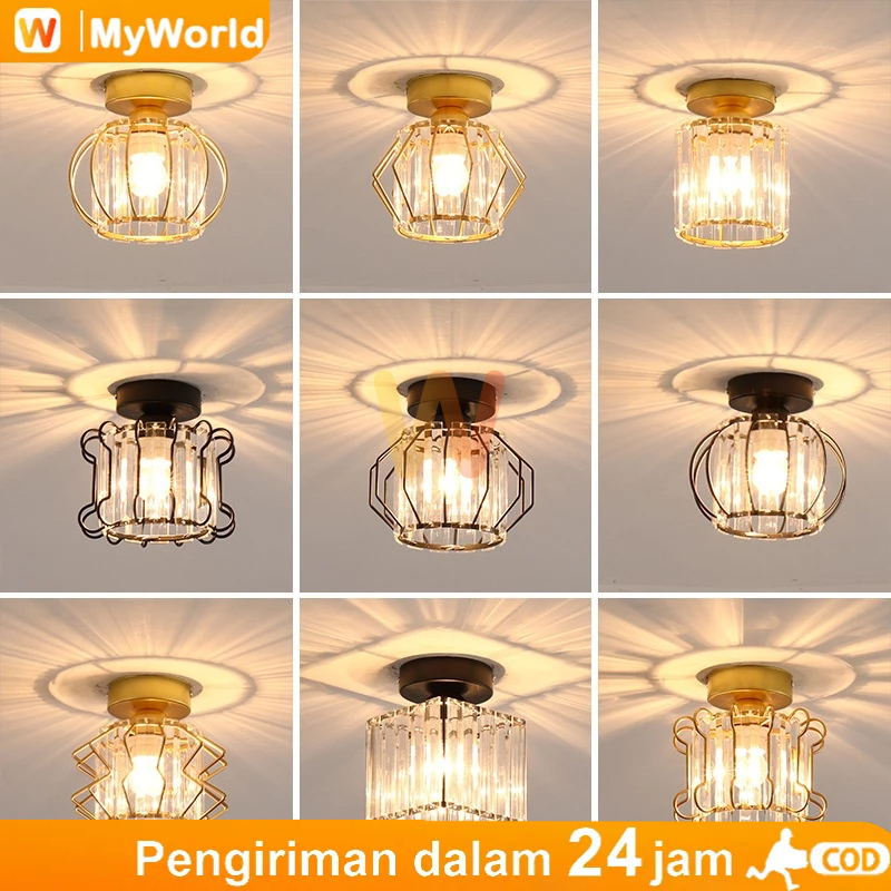 【COD】Lampu Plafon Gantung Kristal Minimalis 2 Model (Kotak & Bulat) Lampu kristal plafon rumah Lampu