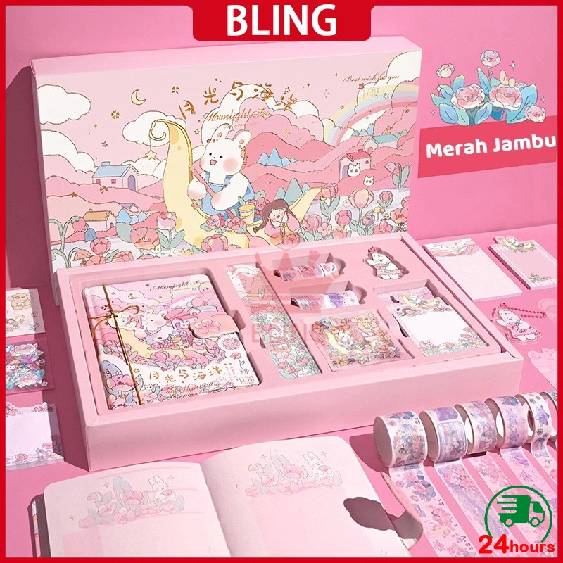 

【COD】Paket Jurnal 7 In 1 Set Gift Box Paket Buku Harian Alat Tulis Estetik Lettering Book Lettering Pen Buku Lettering