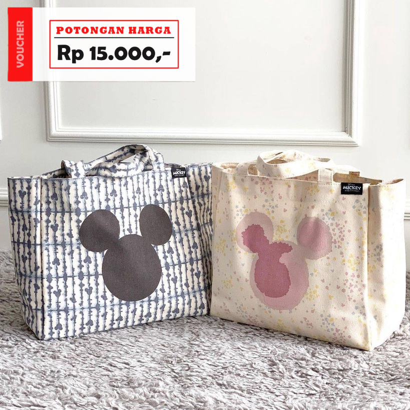 TOTE BAG ZARA MICKEY / TAS ZARA CANVAS WANITA