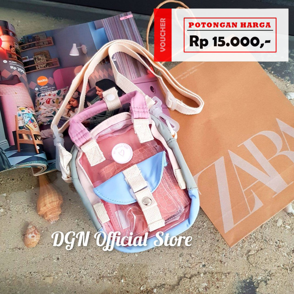 TAS SELEMPANG ZARA MINI HPO VINYL TRANSPARAN / TAS WANITA ZARA