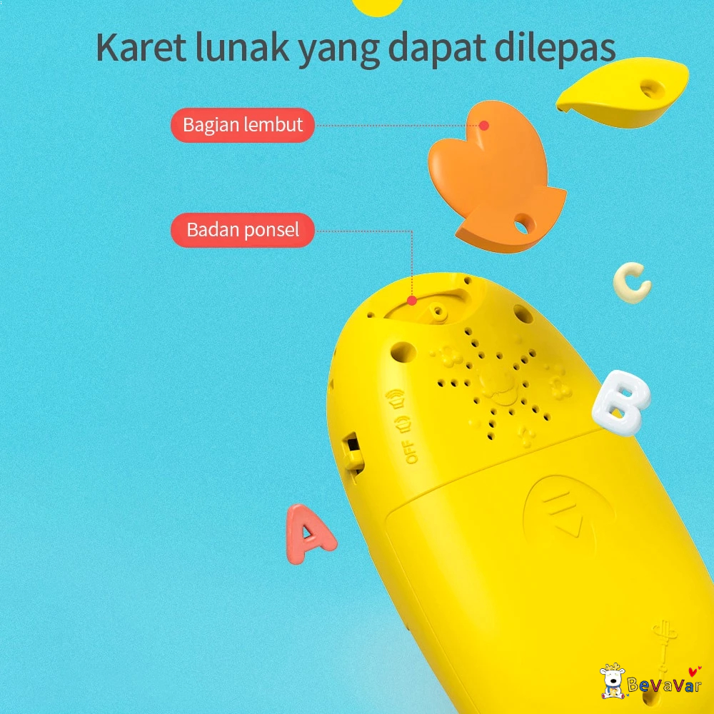 BEVAVAR Mainan Edukasi Ponsel Bayi Mainan Musik Bayi Telepon Handphone Anak-4