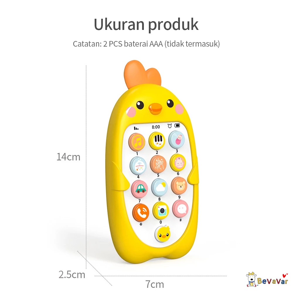 BEVAVAR Mainan Edukasi Ponsel Bayi Mainan Musik Bayi Telepon Handphone Anak-1