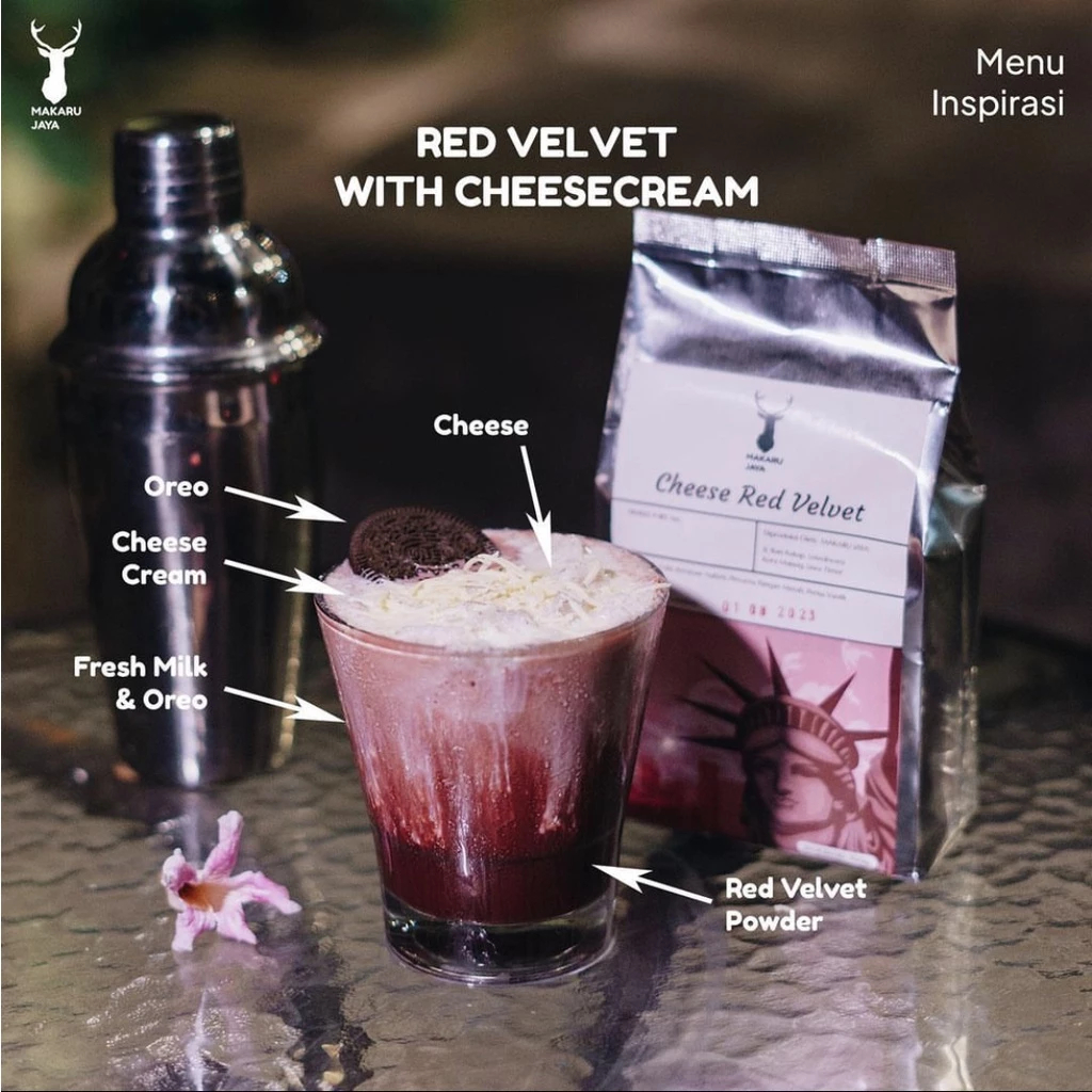 

BUBUK MINUMAN CHEESE RED VELVET MAKARU JAYA | PREMIUM POWDER CHEESE RED VELVET