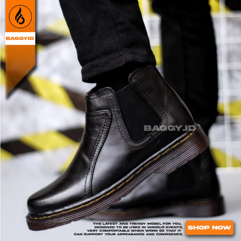 Sepatu Boots Docmart Formal Kulit Asli Pria