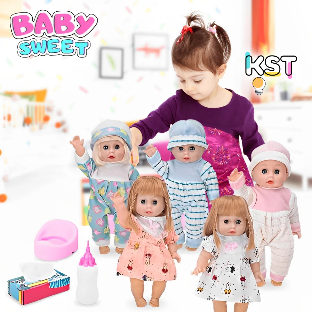 [KST] Boneka Bayi Nangis Pipis Suara Mainan Interaktif Edukasi Anak Perempuan Silikon Botol Susu