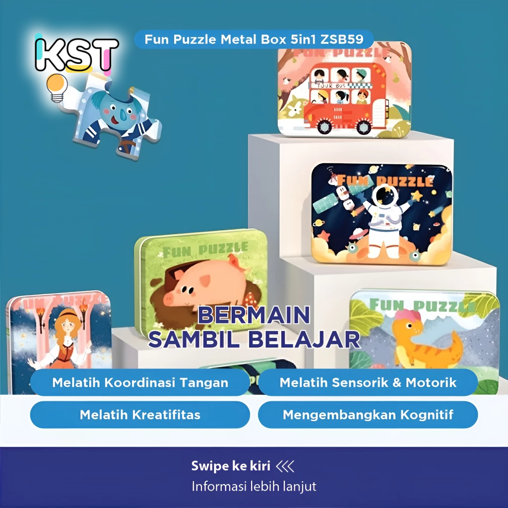 [KST] Mainan Edukasi Anak Puzzle 5 in 1 Kayu Kreativitas Kado Ulang Tahun Anak Laki Laki