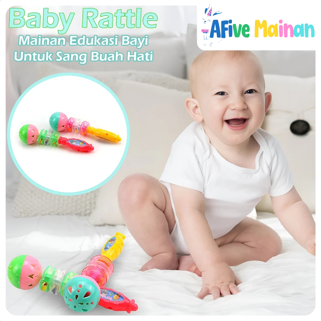 [AFive] Baby Rattle Mainan Genggam Bayi Bunyi | Mainan Bayi 6 Bulan Mainan Edukasi | Keincingan Main