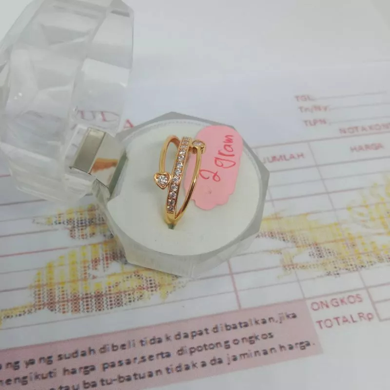 IML39 Cincin 2 Gram Perhiasan Fashion Wanita Lapis Mas Muda 18 Karat Free Surat