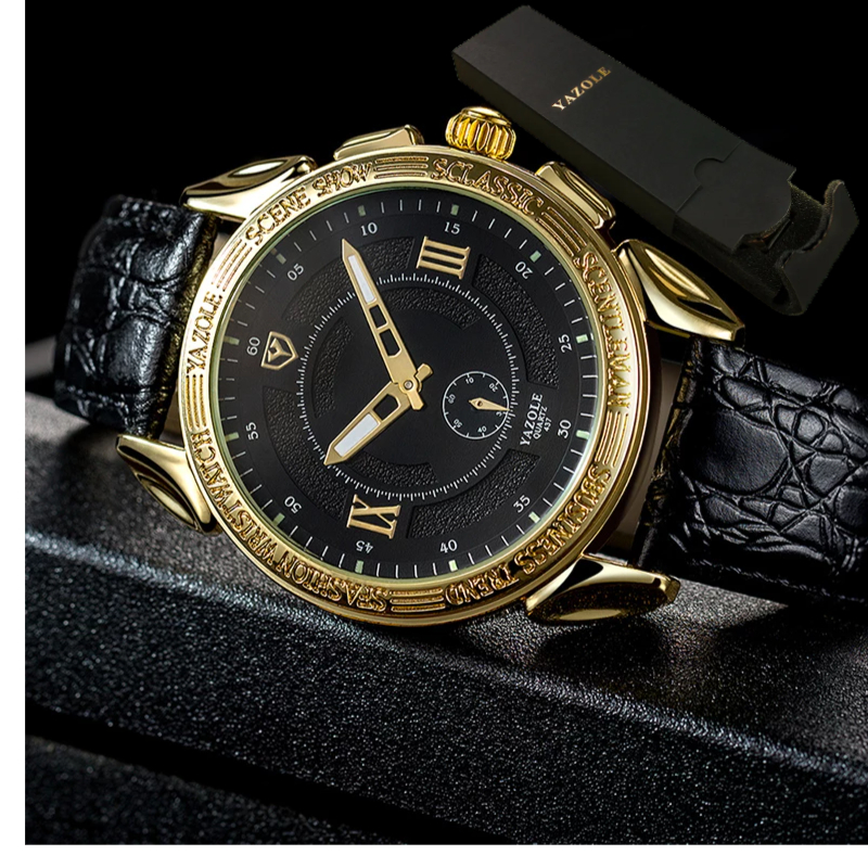 yazole jam tangan kulit original stainless steel ukir retro import