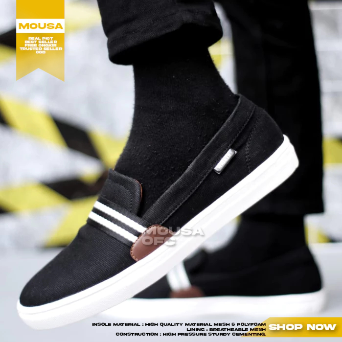 Sepatu Casual Pria Slop Kanvas Pria
