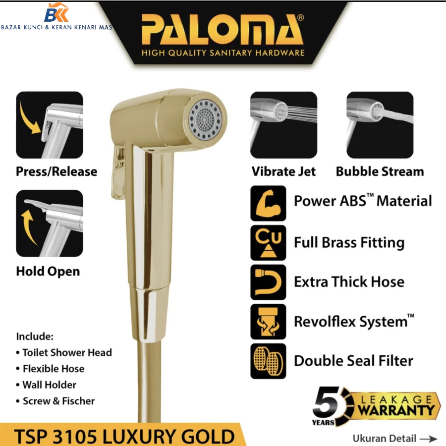 TOILET SHOWER PALOMA TSP 3105 JET SHOWER BIDET LUXURY GOLD