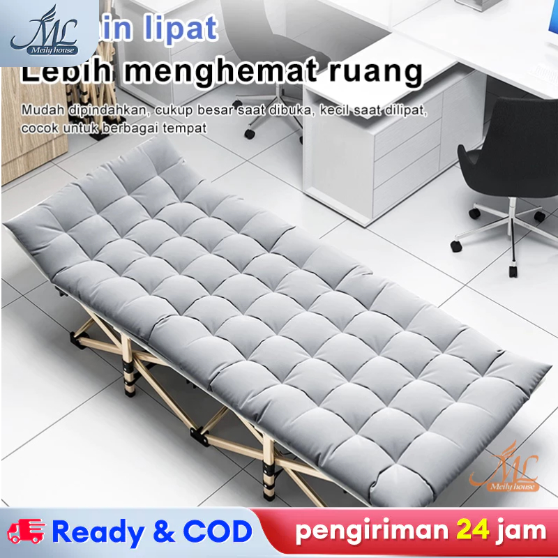 Tempat Tidur Lipat Besi Kasur Tidur Kasur Portable Kaki Silang Indoor Outdoor Ranjang Lipat Folding