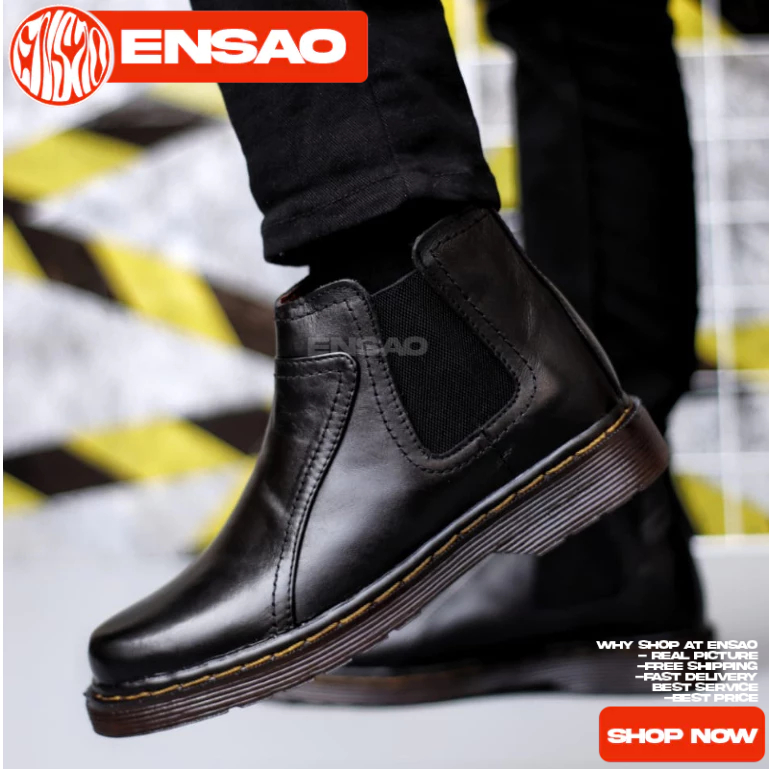 Sepatu Formal Docmart Boots Hitam Pria
