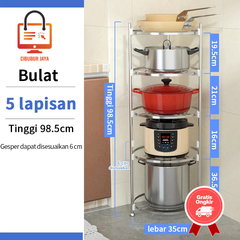 CIBUBUR JAYA RAK PANCI WAJAN MULTIFUNGSI RAK DAPUR BERTINGKAT PERALATAN DAPUR ALAT DAPUR