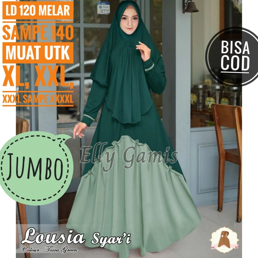 Gamis Syar'i Jumbo XL-XXXXL LD 140 Aliysa Jersey Maxmara Big size Polos Premium