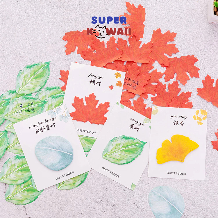 

Super Kawaii - [SK80] Sticky notes motif bentuk daun karakter kartun lucu unik