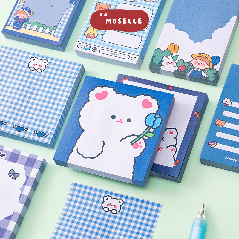 

La Moselle -[SK09] Sticky notes blue girl bear message note memo tempel cute cartoon