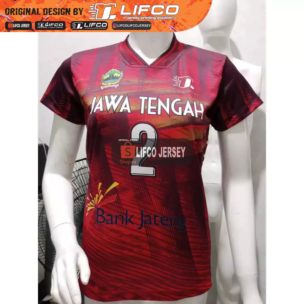 READY STOCK JERSEY VOLLEY BALL ORIGINAL LIFCO PRAPON JAWA TENGAH CEWEK MERAH SERIES (TIDAK BISA CUST