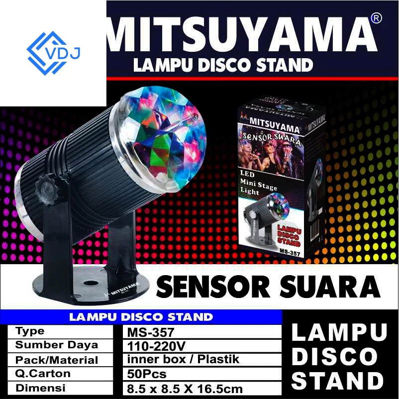 MS-357 Lampu Disko Mitsuyama MS 357 Sensor Suara Lampu Disko Stand