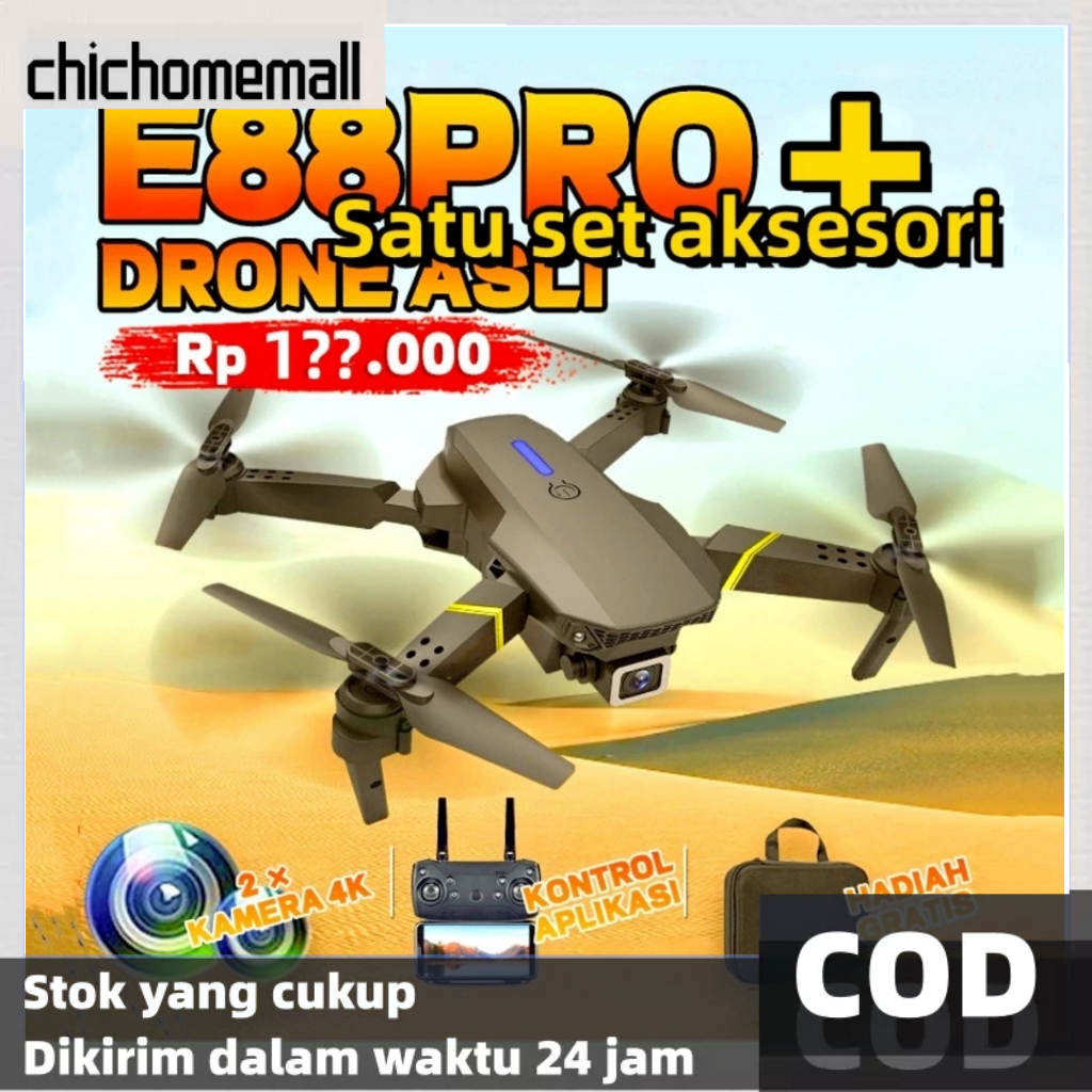 [COD]Harga Terendah-RC Drone E88/E99 Pro Kamera HD Memotret Kamera HD Asli Drone Indoor Outdoor Mini