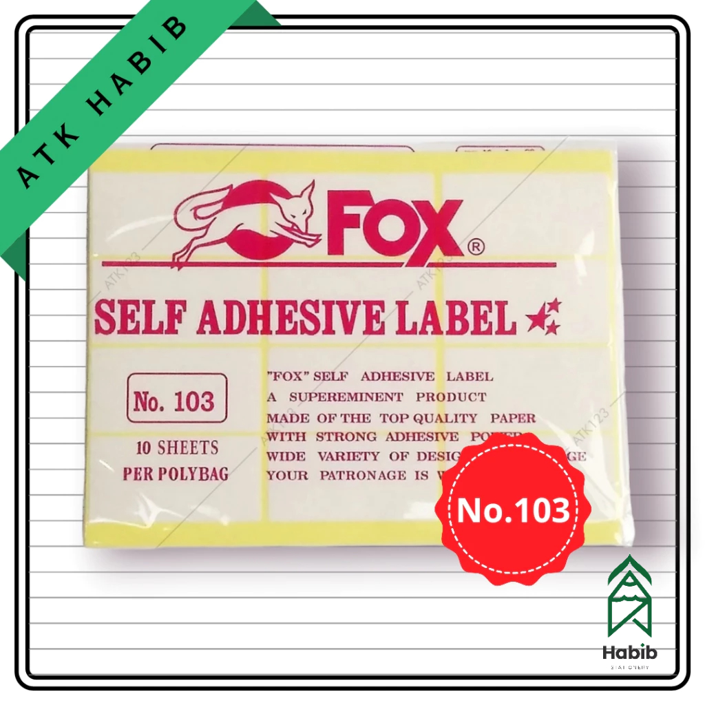 

Kertas / Label Stiker Fox No. 103 uk. 32 x 64 mm