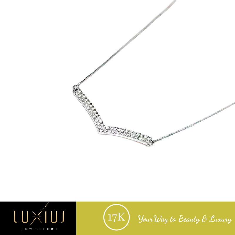 Kalung Emas Putih Aurel White Gold 17K Luxkl0040 Luxius Jewellery
